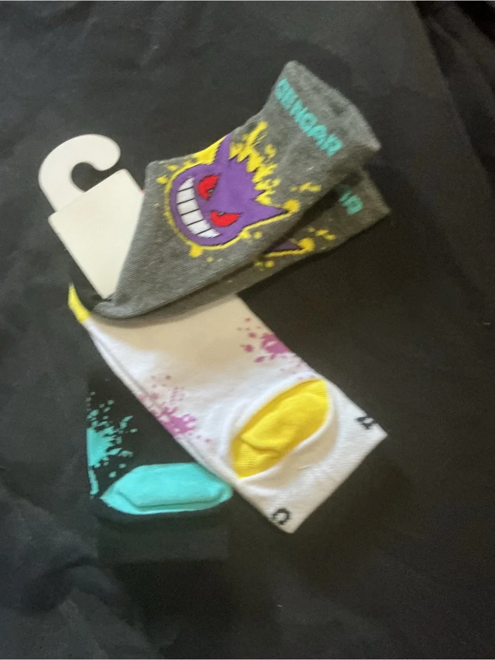 Pikachu & Charmander Kids Crew Socks - Black, White, Gray Size 7- 10